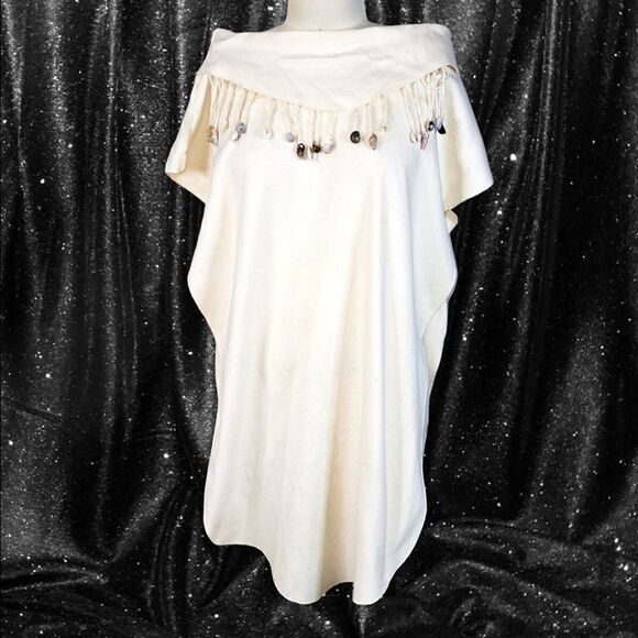 Cream beachy seashell poncho style top - Picture 1 of 5